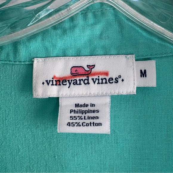 VINEYARD VINES Linen Blend Tunic/Swim Cover-up in Teal Size Med — SUMMER STAPLE! - Picture 6 of 7